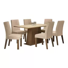 Mesa De Comedor Madesa Luciana Con 6 Sillas Color Rústico/crema/imperial Mdja0601307gsim