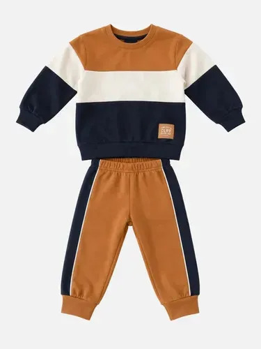 Conjunto Bebê Moletom Caramelo E Marinho Colorittá Tam M M (6-9 Meses) Caramelo