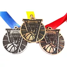 36 Medallas Metálicas Basquetbol Color Oro, Plata O Bronce