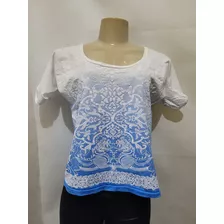 Blusa Branca Azul Zero Grau Tam P M Usado Bom Estado