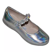 Zapatilla Vestir Coqueta Niña Plata Laser 123803z