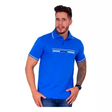 Camiseta Polo Masculina Básica Estampada Algodão