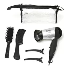 Secador De Cabelo Lizz Mini Prata 1200w Kit Viagem Bivolt