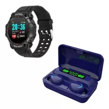 Combo Smartwatch Reloj Fd68 Negro+auricular Inalambrico F9-5