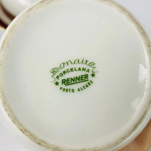Jogo Chá/café Porcelana Renner Vinho E Dourado Vintage Branco 6