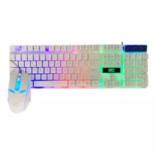 Combo Kit Teclado Y Mouse Gamer Usb Rgb Gtc 1000 Dpi Color Del Mouse Blanco Color Del Teclado Blanco