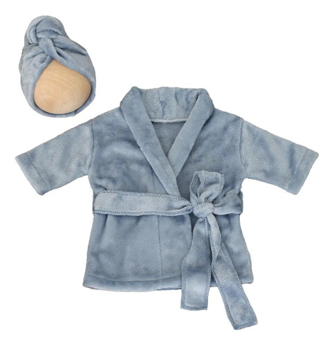 Conjunto De Roupão De Banho Com Foto De Recém-nascido - Azul