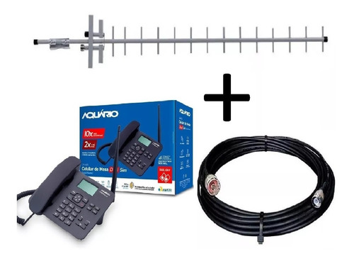 Kit Telefone De Mesa Rural Dual Chip Quadriband Aquario 42s