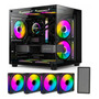 Gabinete Gamer Hayom Aquário Com 4 Cooler Fan Led Rgb Preto
