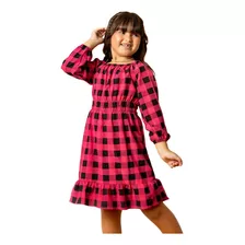 Vestido Xadrez Infantil Ciganinha Manga Longa Rodado Junina