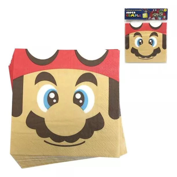 Pack 12 Servilletas Mario Bros Para Cumpleaños 