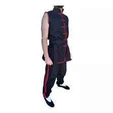 Kung Fu Conjunto Colete + Calça (colete Preto E Vermelho)