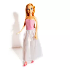 Boneca Princesa Liz Loira Com Vestido Rosa E Branco