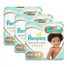 Kit Fralda Pampers Premium Care Mega Xxg Com 72 Unidades