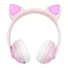 Fone De Ouvido Bluetooth Gatinho Exbom - Rosa Claro