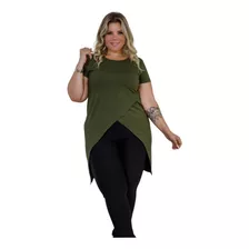 Blusa Feminina Manga Curta Transpassada Plus Size Deep