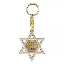 Chaveiro De Israel - Estrela De Davi Branco/dourado