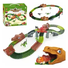 Carros Pista Flexible-niños Con Accesorios- Dinosaurios 