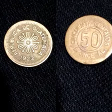 Monedas De Guatemala 50 Centavos De 1922 Centavos Dé 1932
