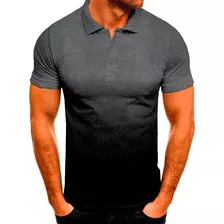 Playera Tipo Polo Casual Calidad Manga Corta Gradiente 3d