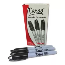 Marcador Baco Tatoo Permanente Punto Fino Negro C/10 /v