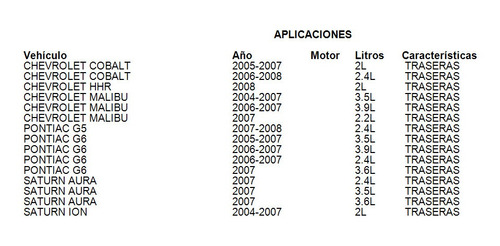 Balatas Traseras Pontiac G5 2007 2.4l Brembo Foto 3