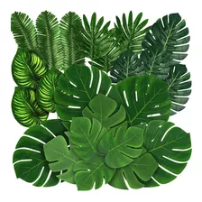88 Peças De Folhas De Palmeira, 8 Tipos De Faux Tropical Mon
