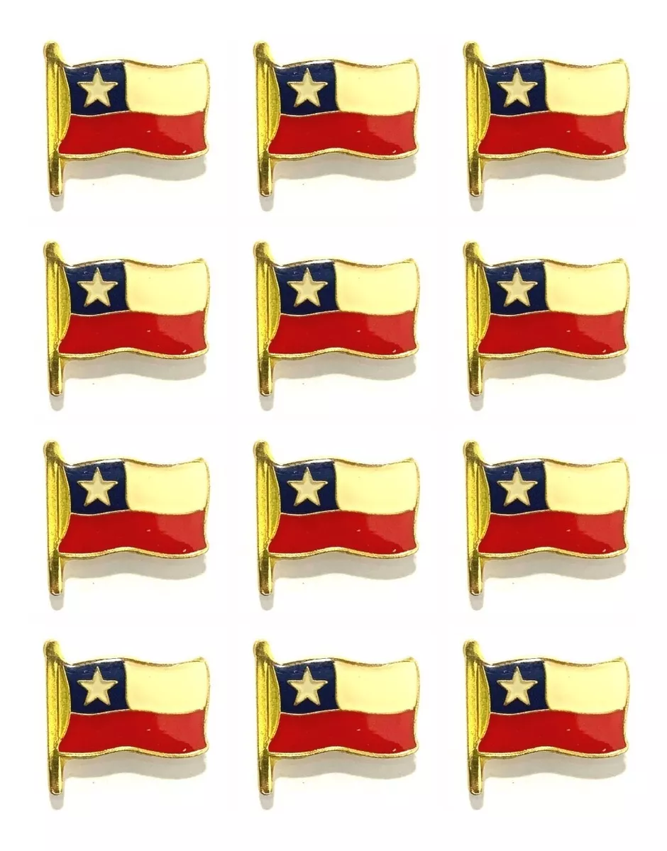 12 Unidades Piocha, Pins Bandera Chilena Metálica 