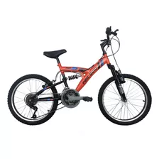 Mountain Bike Infantil Fire Bird Doble Suspensión R20 18v Frenos V-brakes Color Rojo Con Pie De Apoyo 