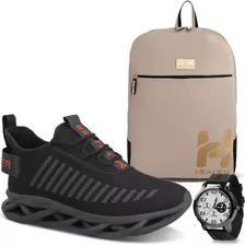 Kit Tênis Masculino Header Infinite Leve + Mochila + Relógio