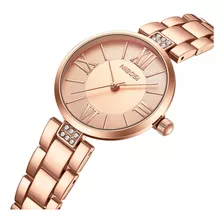 Reloj Pulsera Nibosi 2558l Impermeable Con Circonita P/mujer