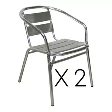 Silla Sillón De Aluminio Apilable Apto Exterior Juego X 2