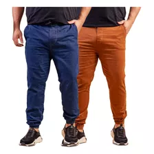 Kit 2 Calça Jeans Sarja Jogger Masculina Plus Size G1 G2 G3