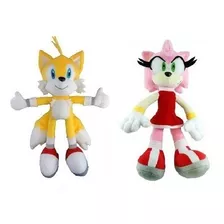 Pelúcias Tails E Amy Rosa Da Turma Do Sonic 35 Cm