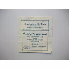 Antiguo Programa Conservatorio Del Plata - Makaroff / 1933