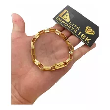 Pulseira 8mm Tijolinho Banhado A Ouro 18k Masculino Luxo 