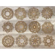 Pack 12 Mandalas De Madera 20cm