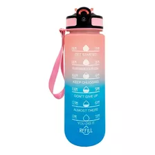 Botella De Agua Deportiva 1 Lt Motivacional Hidratación Color Rosado