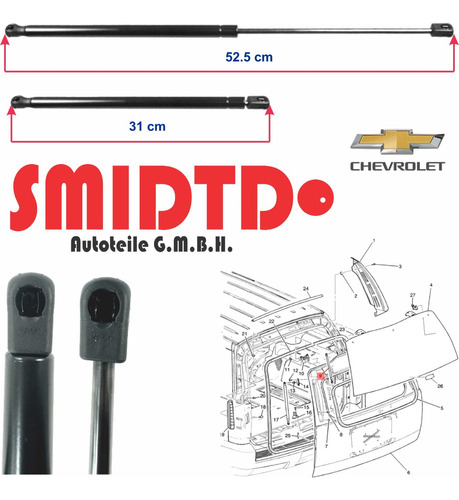 2 Amortiguador 5a Pta Pernos Gmc Suburban 5.3l 12-18 52.5 Cm Foto 6