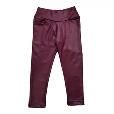 Calças Leggings Infantil Couro Fake 01 Ao 10 Anos Marsala