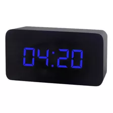 Reloj De Mesa Despertador Digital Mas Accesorios Reloj Digital Madera Color Negro/azul 