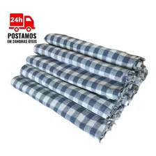 Pano De Chão Xadrez Para Limpeza - Kit 10 Unidades Cor Azul