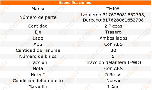 2- Mazas Traseras Con Abs Gmc Terrain 3.0l V6 2011/2012 Tmk Foto 2