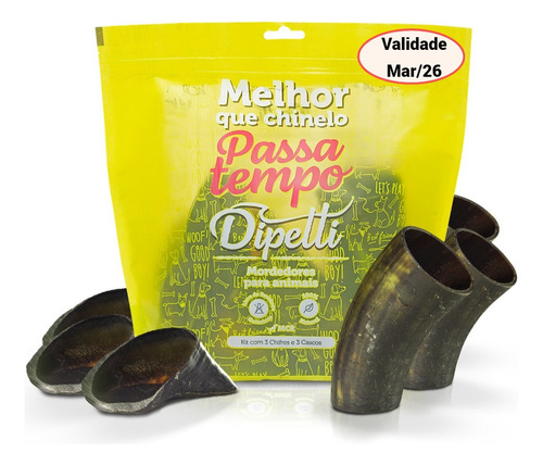 Mordedor Natural Passa Tempo 3 Chifres E 3 Cascos Dipetti