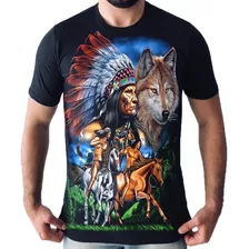 Camisa Camiseta Blusa Índio Americano Pajé Cocar Cultura