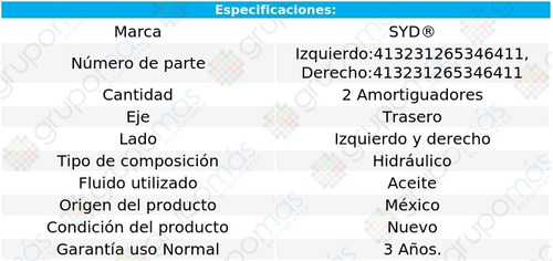 2 Amortiguadores Hidrulicos Tra Toyota Avanza 07-20 Syd Foto 2