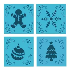 Kit 4 Mini Stencils Natal 2 Bolo Doce Decoração Bluestar