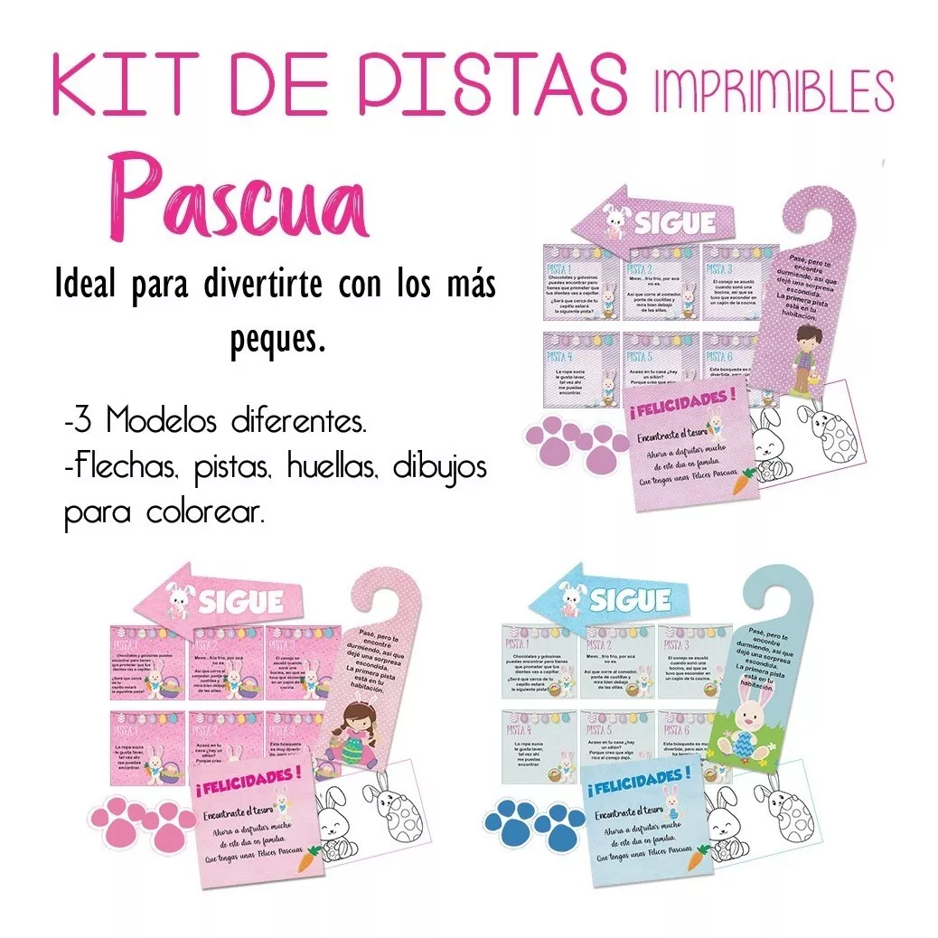 Kit Digital Pascua - Búsqueda Y Pistas X 3 Diseños + Regalo