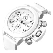 Relógio Branco Luxuoso Megir 48,5mm Esportivo Cronógrafo 