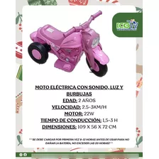 Moto Juguete P/niño(a) Rosado/blanco Electrica Deportiva